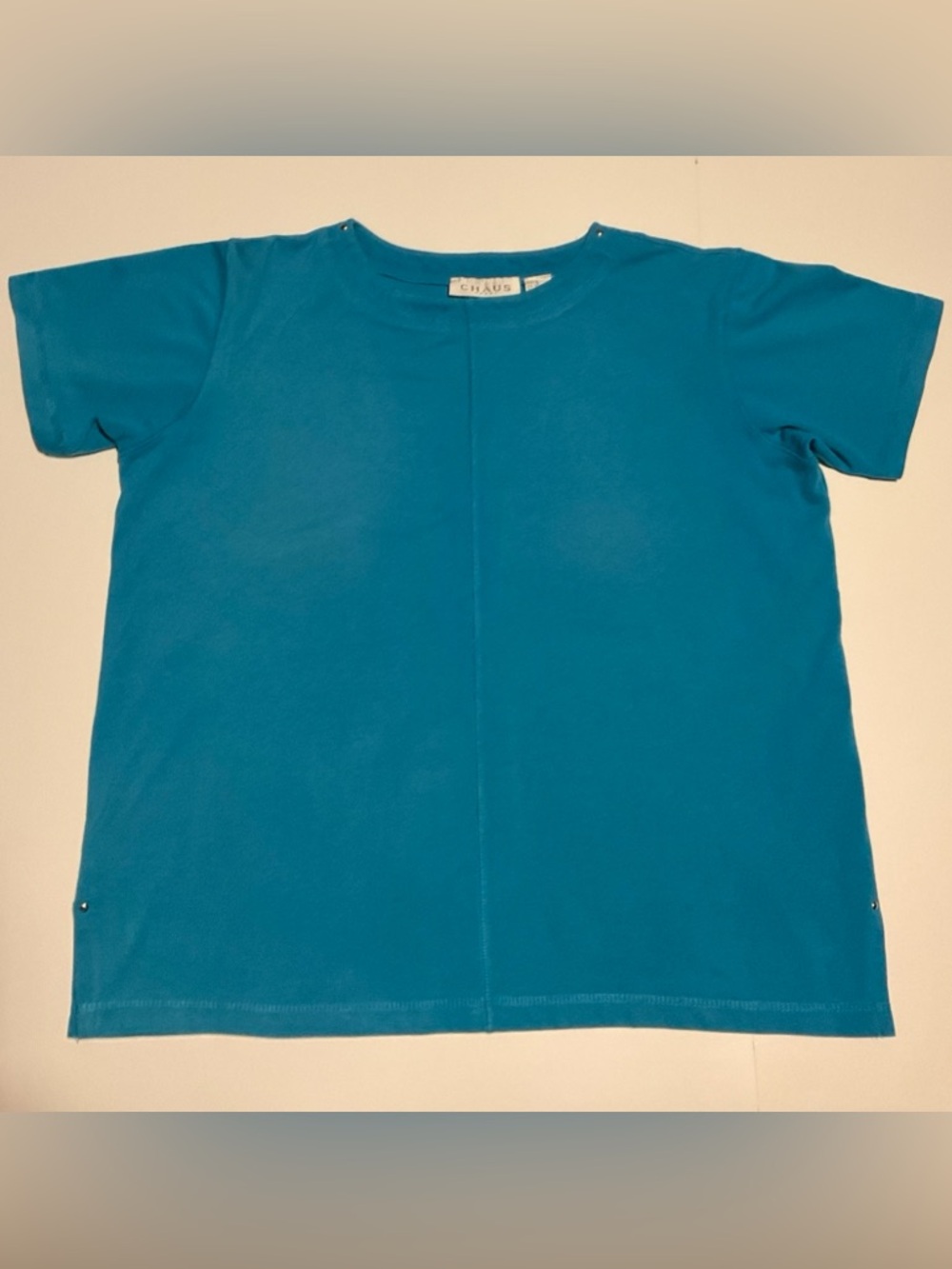 Chaus Blue Studded Short Sleeve Knit Crew T-Shirt